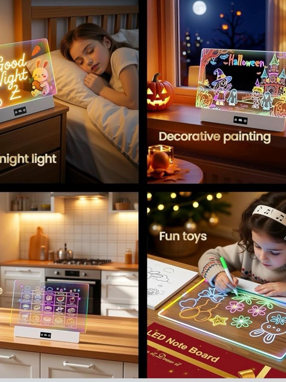 New 16" LED Drawing Board for Kids White 8 Colors 3 Dynamic Modes, Rechargeable - Picture 5 of 6